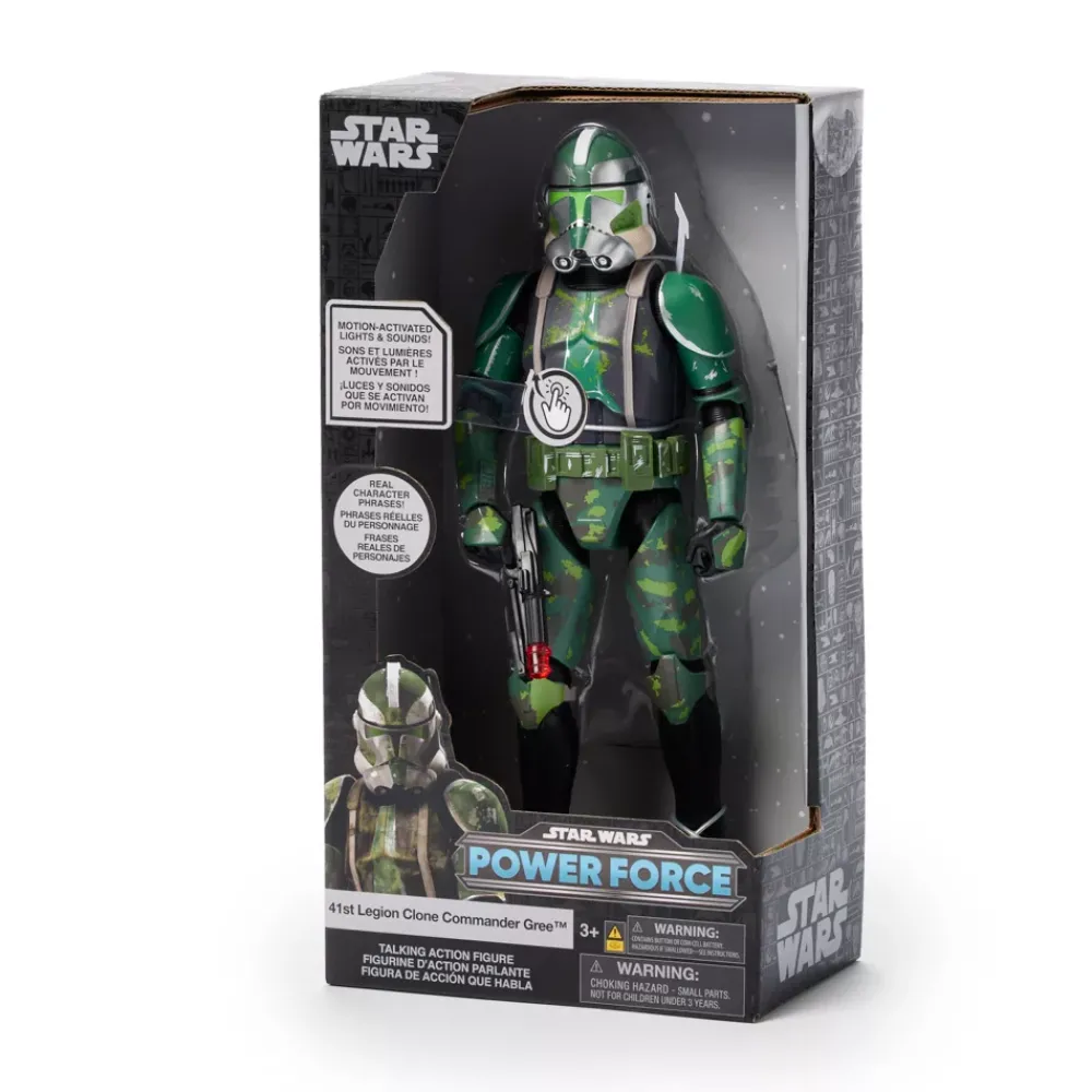 New Disney Store Figurine parlante Commandant clone Gree de la 41e Légion, Star Wars Power Force