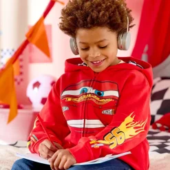 Disney Store Sweat Flash McQueen à capuche avec fermeture zippée pour enfants, Disney Pixar Cars
