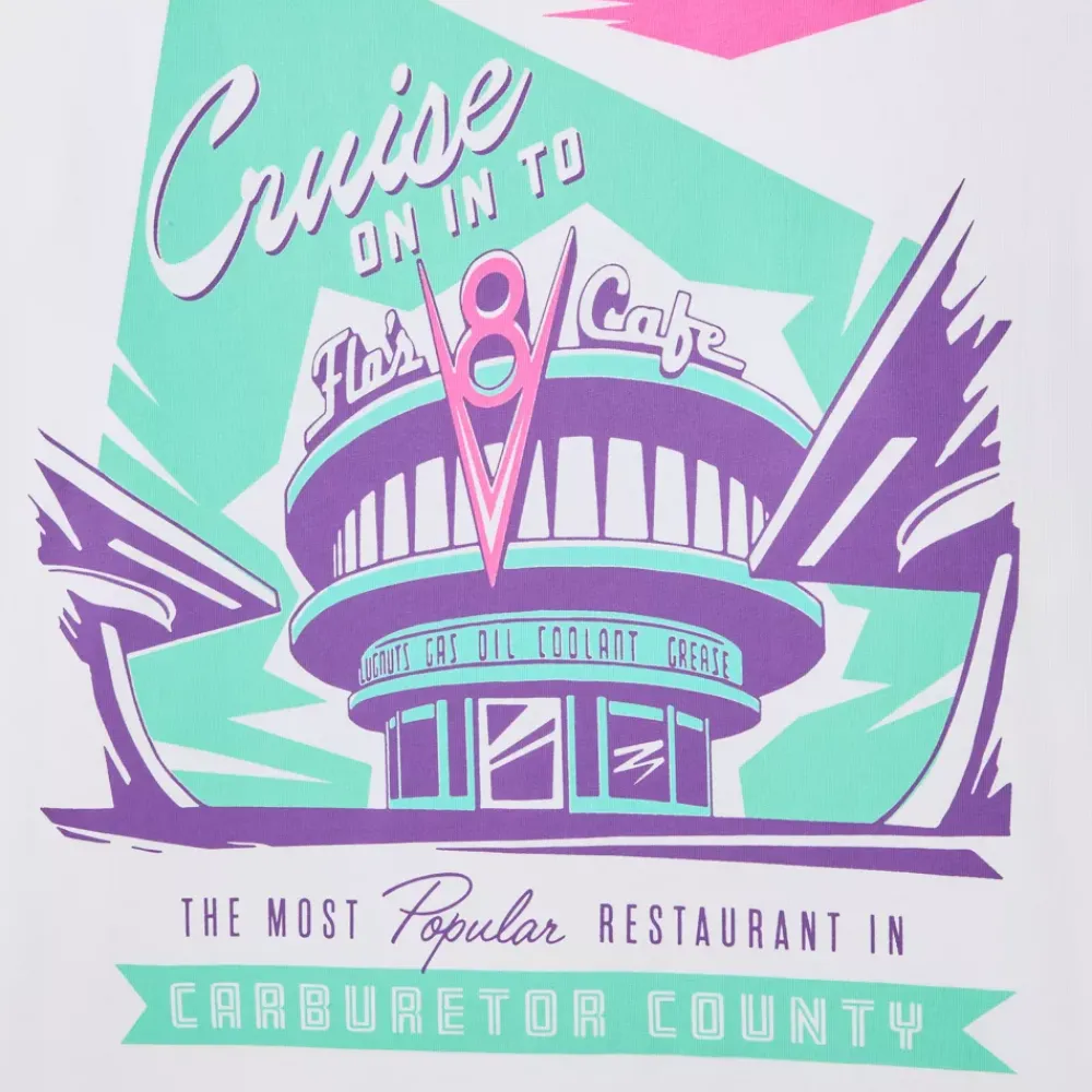 Discount Disney Store T-shirt Café V8 de Flo blanc pour adultes, Disney Pixar Cars